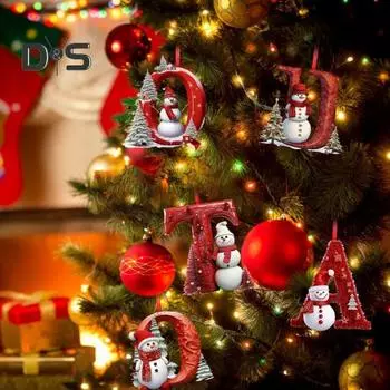 Подвеска с рождественскими буквами от A до Z, подвесной рождественский алфавит, акриловое украшение в виде снеговика, украшение для рождественской елки, автомобильный рюкзак E