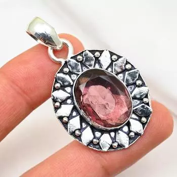 Подвеска с розовым аметистом, подвеска с драгоценным камнем ручной работы, подвеска из стерлингового серебра 925 пробы, уникальное дизайнерское украшение 1.96 Inches розовый