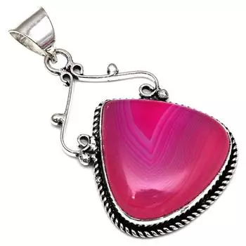 Подвеска с розовым ботсванским агатом, драгоценным камнем, подарок на День матери, серебряное украшение, 2 дюйма