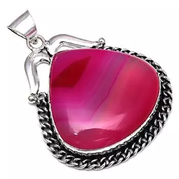 Подвеска с розовым ботсванским агатом, драгоценным камнем, подарок на День матери, серебряное украшение, 2 дюйма