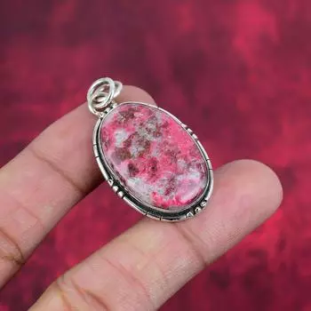 Подвеска с розовым драгоценным камнем Тулит, серебряные украшения 925 пробы, антикварные подвески ручной работы, подарок для матери 1.77 Inches розовый