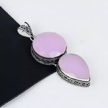 Подвеска с розовым халцедоном из серебра 925 пробы - Дизайн ручной работы, Ювелирное украшение для повседневной носки, Уникальная подвеска с розовым халцедоном, Подарок на день рождения для любви 2.95 розовый