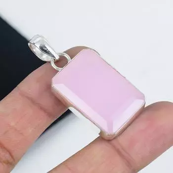 Подвеска с розовым халцедоном, серебро 925 пробы — дизайн ручной работы, повседневные украшения, уникальный кулон с розовым халцедоном в подарок жене 2.36 розовый