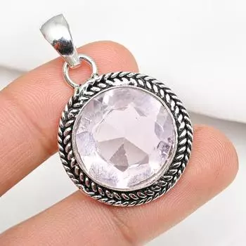 Подвеска с розовым кунцитом, драгоценный камень, кулон из стерлингового серебра 925 пробы, ювелирное изделие ручной работы, кулон с камнем по дате рождения, подарок для него 1.69 Inches розовый