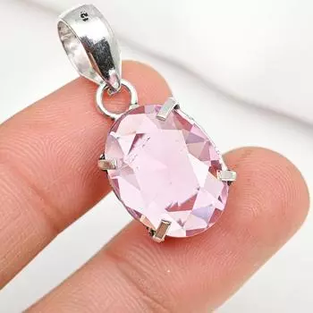 Подвеска с розовым кунцитом, драгоценный камень, кулон из стерлингового серебра 925 пробы, ювелирное изделие ручной работы, кулон с камнем по дате рождения, подарок для него 1.37 Inches розовый