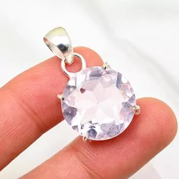 Подвеска с розовым кунцитом, драгоценный камень, кулон из стерлингового серебра 925 пробы, ювелирное изделие ручной работы, кулон с камнем по дате рождения, подарок для него 1.37 Inches розовый