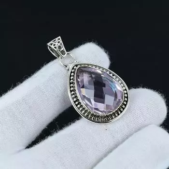 Подвеска с розовым кунцитом, подвеска из розового кунцита из стерлингового серебра 925 пробы, драгоценный камень с розовым кунцитом, ювелирные изделия с розовым кунцитом для женщин, подарок для мамы 1.77 розовый