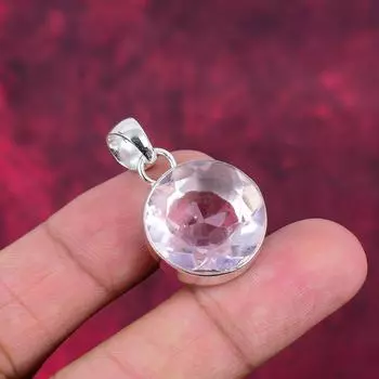 Подвеска с розовым кунцитом, ювелирные изделия из цельного серебра 925 пробы с драгоценными камнями, подвеска ручной работы, подарок на свадьбу 1.41 Inches розовый