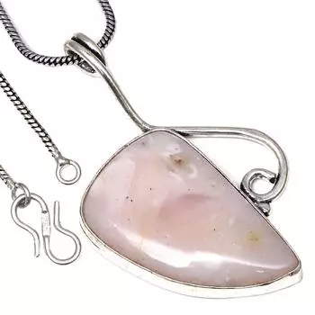 Подвеска с розовым опалом и драгоценным камнем ко Дню святого Валентина, этническое серебряное украшение 2 дюйма