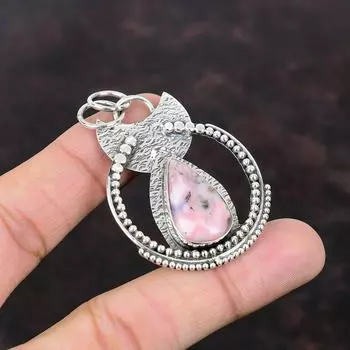 Подвеска с розовым опалом в стиле бохо, ювелирные изделия из стерлингового серебра 925 пробы, антикварные ювелирные изделия из драгоценных камней, подвеска ручной работы, подарок для свадебных ювелирных изделий