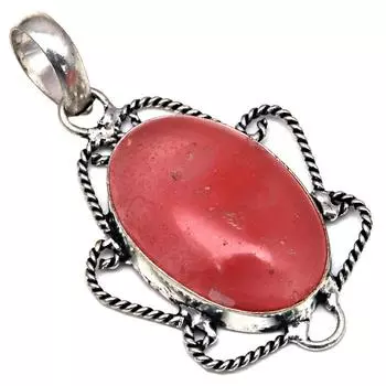 Подвеска с розовым рутиловым камнем, ручная работа, серебряное украшение ко Дню матери, 2 дюйма