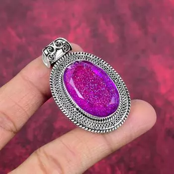 Подвеска с розовым тройным опалом, ювелирные изделия из цельного серебра 925 пробы с драгоценными камнями, подвеска ручной работы, на День благодарения 2.04 Inches розовый