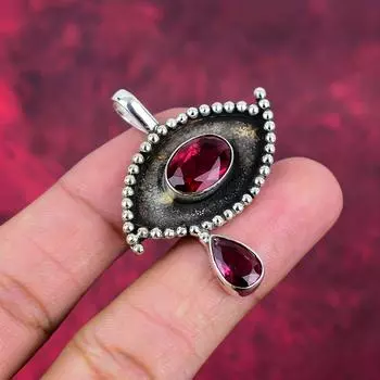 Подвеска с рубеллитом, подвеска из стерлингового серебра 925 пробы, ювелирные изделия из драгоценных камней, подвеска ручной работы, удивительные украшения, подарок для нее 1.96 Inches красный