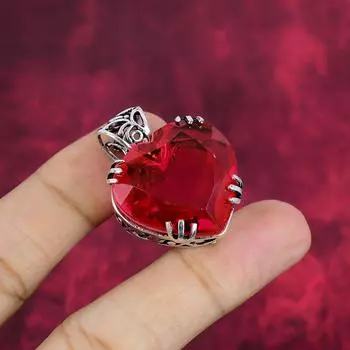 Подвеска с рубеллитом, подвеска из стерлингового серебра 925 пробы, ювелирные изделия из драгоценных камней, подвеска ручной работы, удивительные украшения, подарок для нее 1.42 Inches красный
