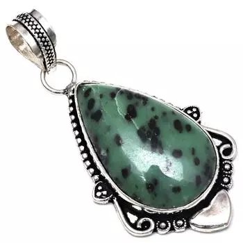 Подвеска с рубином, цоизитом, драгоценным камнем, ручная работа, серебряное украшение на День матери, 2,25 дюйма