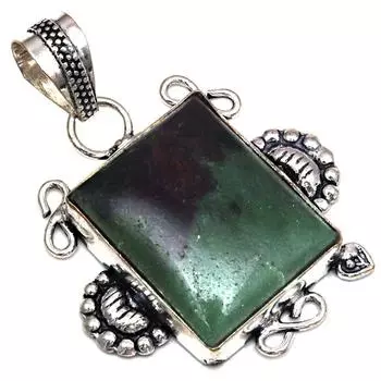 Подвеска с рубином и цоизитом, драгоценный камень, ручная работа, серебряное украшение на День матери, 1,75 дюйма