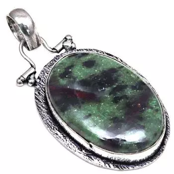 Подвеска с рубиновым цоизитом, драгоценный камень, подарок для нее, серебряное украшение 925 пробы, 2 дюйма