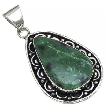 Подвеска с рубиновым цоизитом, драгоценным камнем, подарок на День матери, серебряное украшение 1,75 дюйма