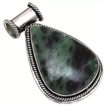 Подвеска с рубиновым цоизитом, драгоценным камнем, подарок на День матери, серебряное украшение 1,75 дюйма