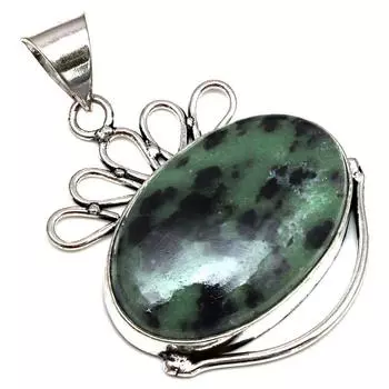 Подвеска с рубиновым цоизитом, драгоценным камнем, подарок на День матери, серебряное украшение 1,75 дюйма