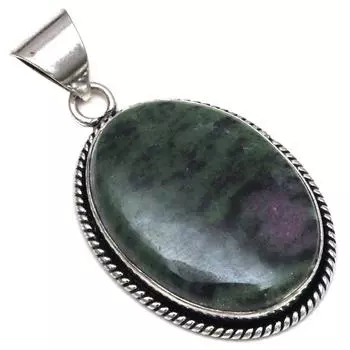 Подвеска с рубиновым цоизитом, драгоценным камнем, подарок на День матери, серебряное украшение 1,75 дюйма