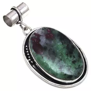 Подвеска с рубиновым цоизитовым драгоценным камнем, подарок на День матери, серебряное ювелирное изделие 2,25 дюйма