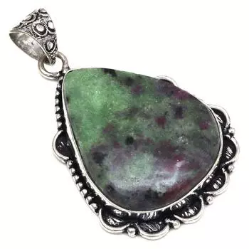 Подвеска с рубиновым цоизитовым камнем, подарок на День матери, серебряное украшение, 2 дюйма