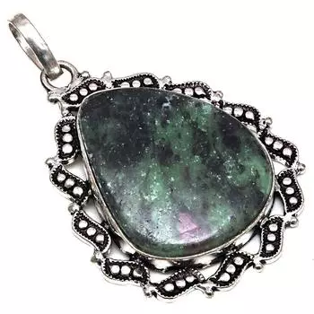 Подвеска с рубиновым цоизитовым камнем, подарок на День матери, серебряное украшение, 2 дюйма