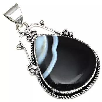 Подвеска с серым ботсванским агатом, драгоценным камнем, подарок на День матери, серебряное украшение, 2 дюйма