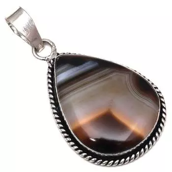 Подвеска с серым ботсванским агатом, драгоценным камнем, подарок на День матери, серебряное украшение, 2 дюйма