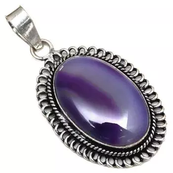 Подвеска с синим ботсванским агатом, драгоценным камнем, подарок на День матери, серебряное украшение 2,25 дюйма