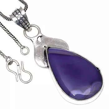 Подвеска с синим ботсванским агатом, драгоценным камнем, ручная работа, старинное серебряное украшение, 2 дюйма