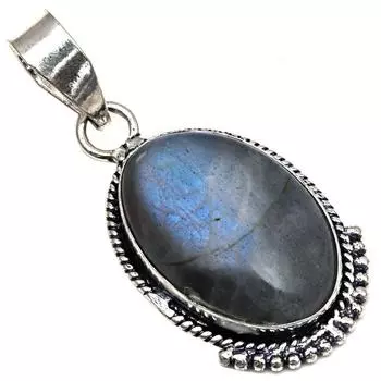 Подвеска с синим огненным лабрадоритом, драгоценный камень, подарок для нее, серебряные украшения 1,75 дюйма