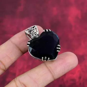 Подвеска с синим сапфиром, подвеска из драгоценного камня ручной работы, подвеска из стерлингового серебра 925 пробы, антикварные ювелирные изделия, для подарка на помолвку 1.42 Inches синий