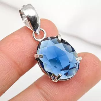 Подвеска с синим сапфиром, подвеска из драгоценного камня ручной работы, подвеска из стерлингового серебра 925 пробы, антикварные ювелирные изделия, для подарка на помолвку 1.37 Inches синий