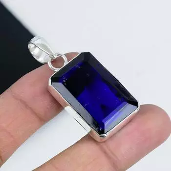 Подвеска с синим сапфиром, серебро 925 пробы — дизайн ручной работы, повседневные украшения, уникальная подвеска с синим сапфиром, подарки на День матери 2.36 синий