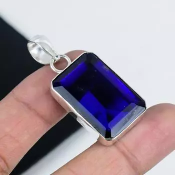 Подвеска с синим сапфиром, серебро 925 пробы — дизайн ручной работы, повседневные украшения, уникальная подвеска с синим сапфиром, подарки на День матери 2.36 синий