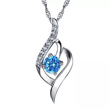 Подвеска с синими кристаллами и вермикулитом из синего бриллианта, простая цепочка на ключицу с бриллиантами и кристаллами, темперамент