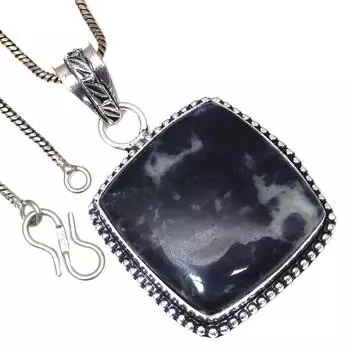 Подвеска с содалитом, драгоценным камнем, ко Дню святого Валентина, этническое серебряное украшение 2,5 дюйма