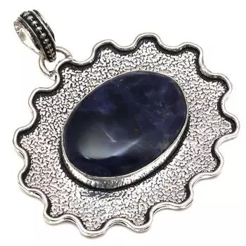 Подвеска с содалитом, драгоценным камнем, ручная работа, подарок на День матери, серебряное украшение, 2 дюйма