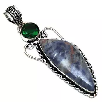 Подвеска с содалитом, драгоценным камнем, серебряное украшение ручной работы на День матери, 2,75 дюйма