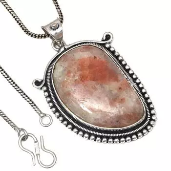 Подвеска с солнечным камнем, этническое серебряное украшение ко Дню святого Валентина, 2 дюйма