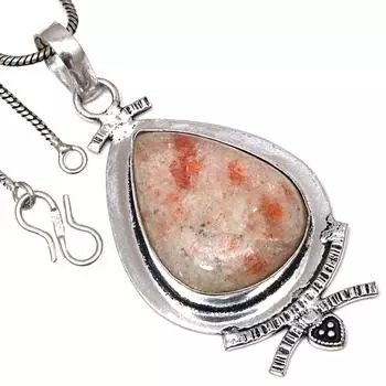 Подвеска с солнечным камнем, подарок ручной работы для нее, этническое серебряное украшение 2,25 дюйма