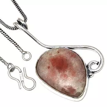 Подвеска с солнечным камнем, подарок ручной работы для нее, этническое серебряное украшение 1,75 дюйма