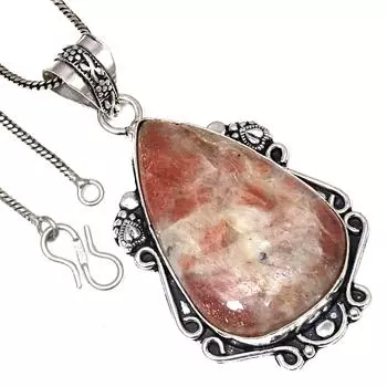 Подвеска с солнечным камнем, ручная работа, подарок на день святого Валентина, серебряное украшение 2 дюйма