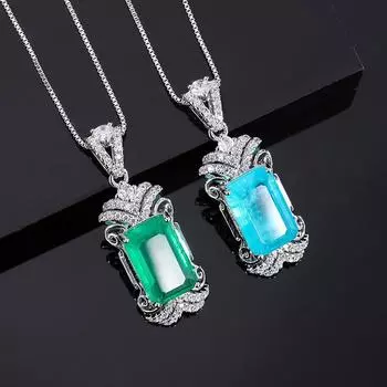 Подвеска с турмалином, изумрудное ожерелье премиум-класса, женская подвеска с сапфиром Параиба изумрудный