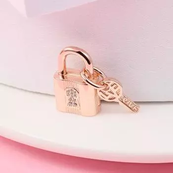 Подвеска с замком и ключом из розового золота, подвеска из стерлингового серебра 925 пробы, подходит для европейских браслетов, новинка 2022 года, изготовление ювелирных изделий своими руками
