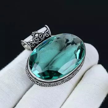 Подвеска с зеленым апатитом, подвеска из стерлингового серебра 925 пробы, подвеска для ювелирных изделий ручной работы, антикварная подвеска, драгоценный камень апатит, подвеска в подарок для матери 1.96 зелёный