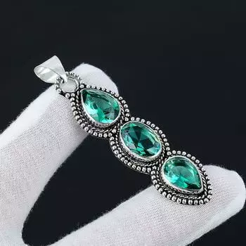 Подвеска с зеленым апатитом, Подвеска с драгоценным камнем из стерлингового серебра 925 пробы, Зеленый драгоценный камень с апатитом, Подарки ручной работы, Ювелирные изделия ручной работы для подарков для нее 2.55 зелёный