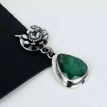 Подвеска с зеленым апатитом, серебро 925 пробы — дизайн ручной работы, повседневные украшения, уникальный изумрудный кулон, подарок на День отца 2.95 зелёный